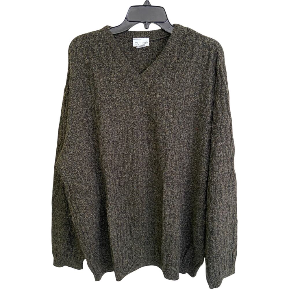 Outline Pullover Sweater Womens Size XL Gray V-Neck Knit Regular Fit Long Sleeve